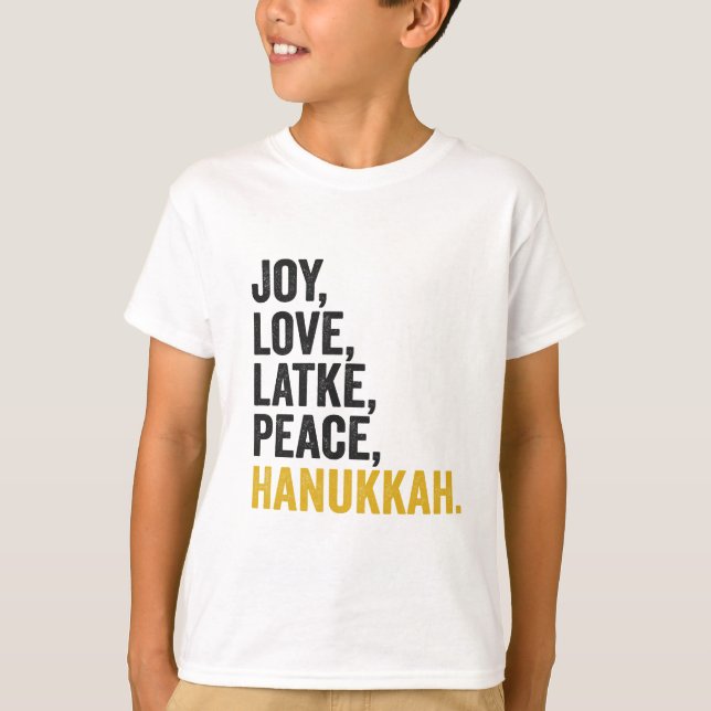 T-shirt Joy Love Latkes Paix Hanoukka Drôle Juif (Devant)