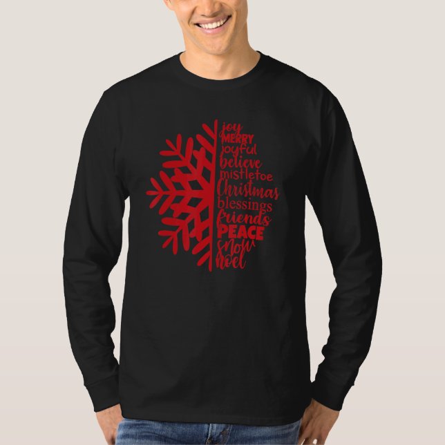 T-shirt Joy Merry Joyful Believe Christmas Blessing Snowfl (Devant)