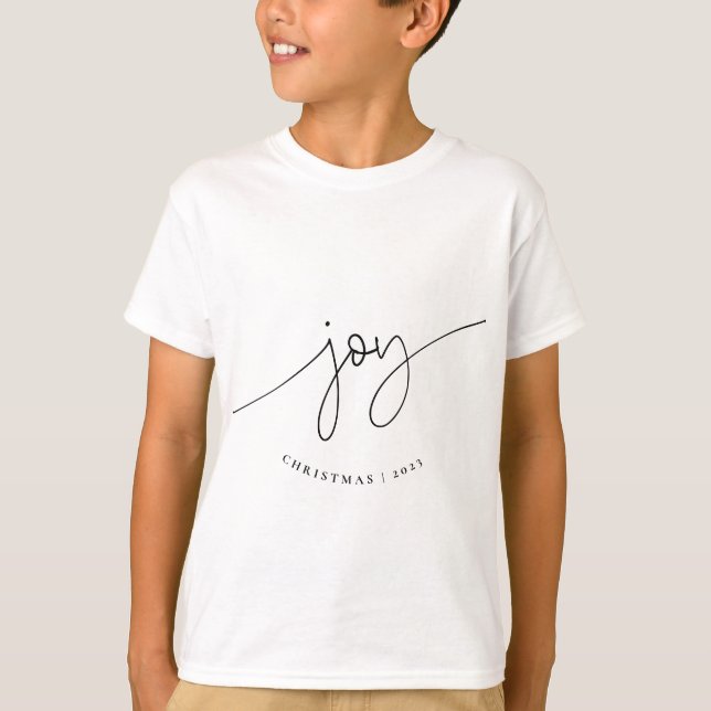 T-shirt Joy Minimalist Famille Noël 2023 cadeau de vacance (Devant)