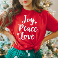 Joy Peace Love Rouge Brossé Script Femen Vacances