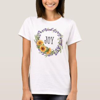T-shirt Joy Sunflower & Lavender Floral Wreath