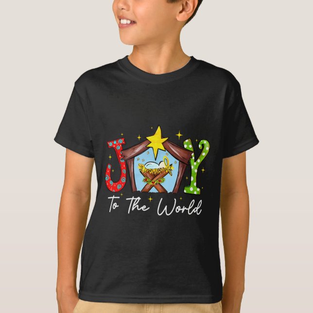 T-shirt Joy To The World Baby Jesus Christmas Nativity Sce (Devant)
