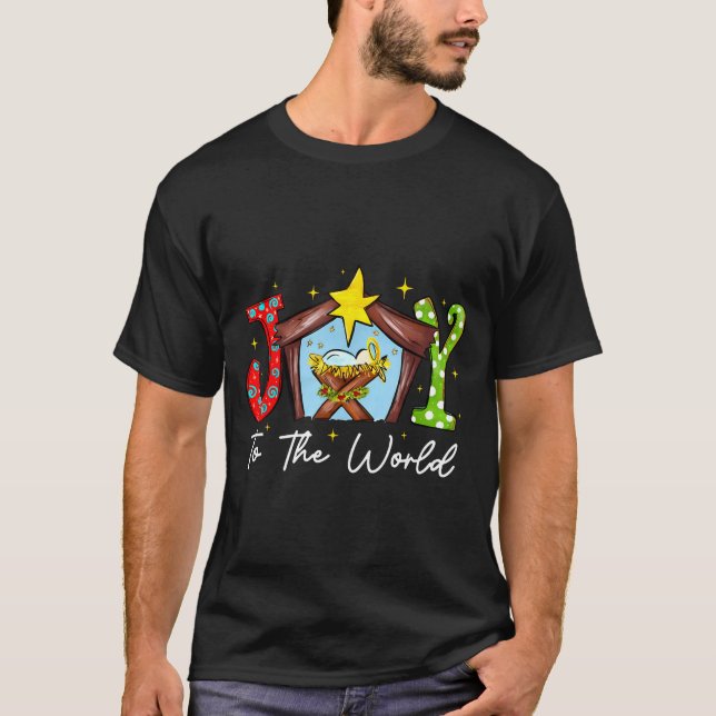 T-shirt Joy To The World Baby Jesus Christmas Nativity Sce (Devant)
