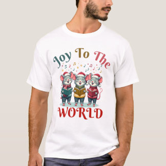 T-shirt Joy To The World - Christmas Mice Trio