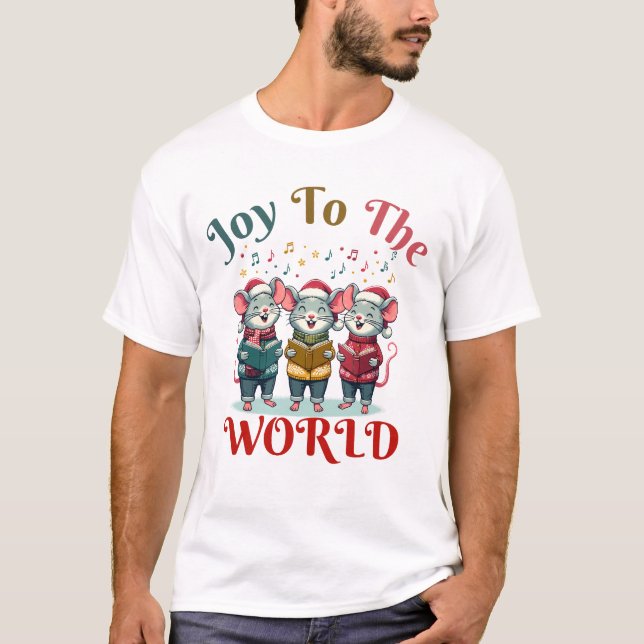 T-shirt Joy To The World - Christmas Mice Trio (Devant)