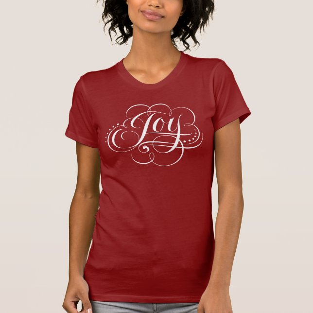 T-shirt JOY to the World Fancy Christmas Calligraphy (Devant)