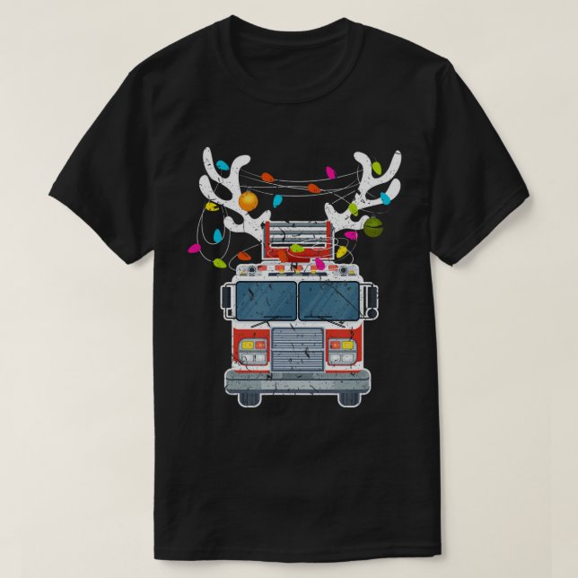 T-shirt Joyau de Noël - Rendeer de Camion de pompiers de N (Design devant)