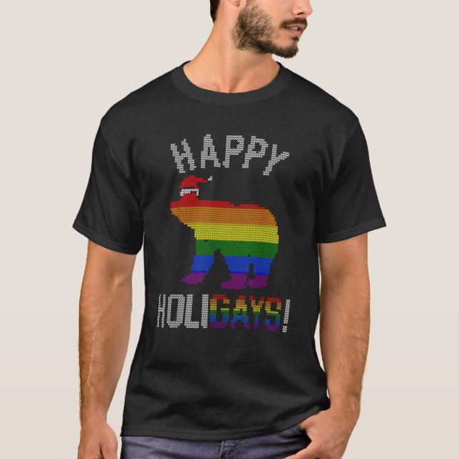 T-shirt Joyau Gay Ours Chemise Gay Papa Couple Fou Noël (Devant)