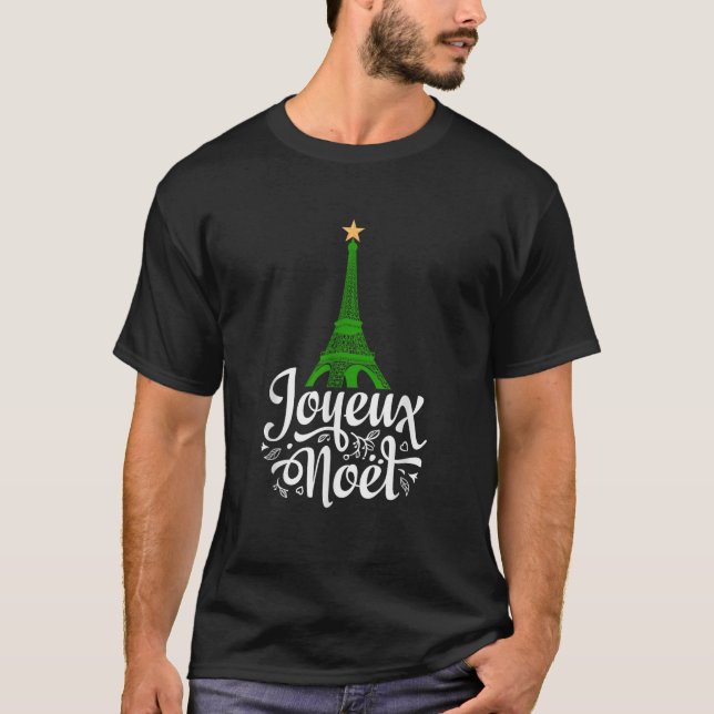 T-shirt Joyeaux Noel French Christmas Eiffel Tower Tree St (Devant)