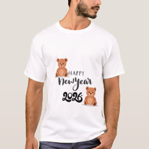T-shirt Joyeuse Année Illustration de Nounours Mignon   En