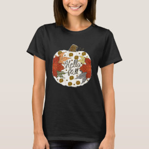 T-shirt Joyeuse Automne À Tous Feuille d'Érable Citrouille