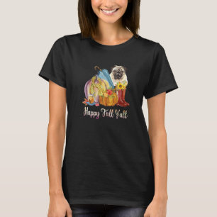 T-shirt Joyeuse Automne À Tous Maman Pug Chien Citrouille