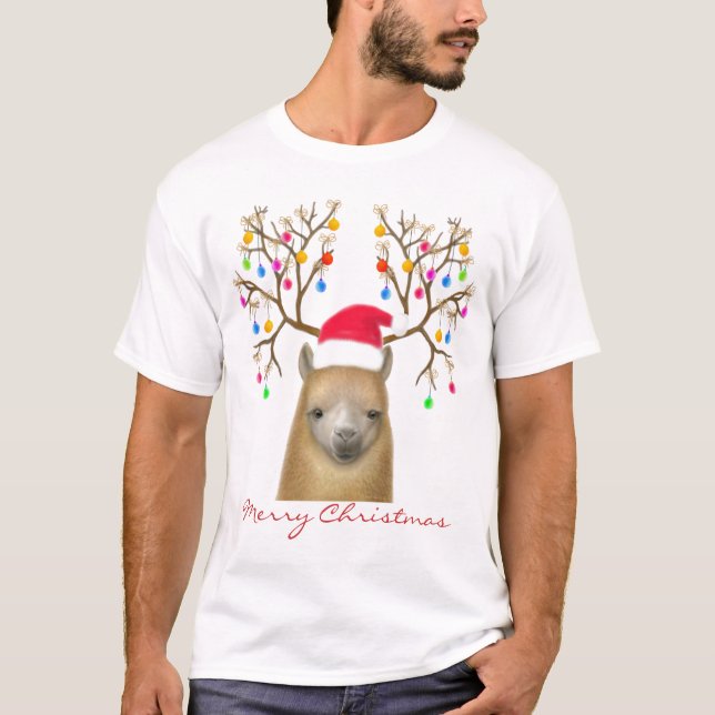 T-shirt Joyeuse chemise Alpaca de Noël (Devant)