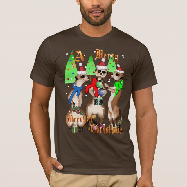 T-shirt Joyeuse chemise de Noël de Meerkat (Devant)
