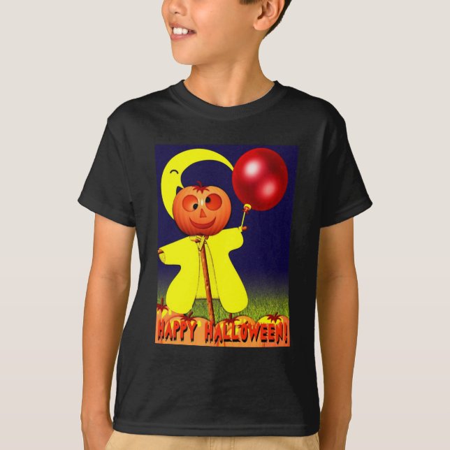 T-shirt Joyeuse chemise noire de l'enfant Halloween (Devant)