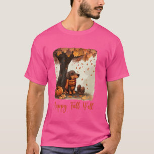 T-shirt Joyeuse Chute à Tous Citrouille Halloween Dachshun