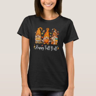 T-shirt Joyeuse Chute à Tous Gnome Citrouille Feuilles d'A
