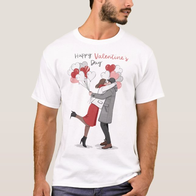 T-shirt Joyeuse conception de la Saint-Valentin  (Devant)