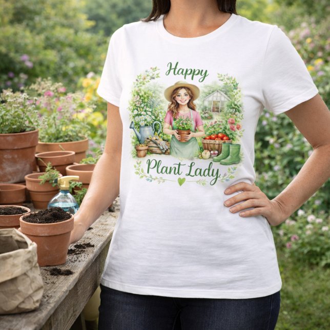 T-shirt Joyeuse dame de jardinage  (Happy Plant Lady gardening T-Shirt. Nice shirt for plant lovers, garden lovers, gardeners.)