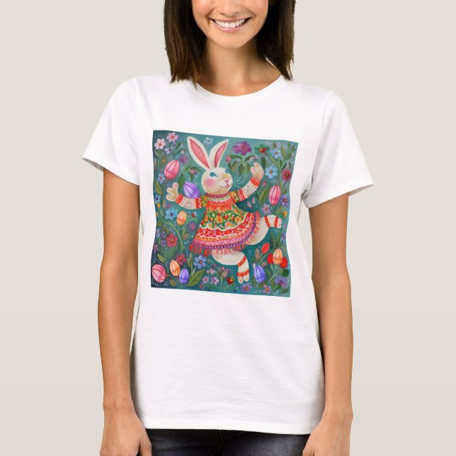 T-shirt Joyeuse Danse Bunny de Pâques (Devant)