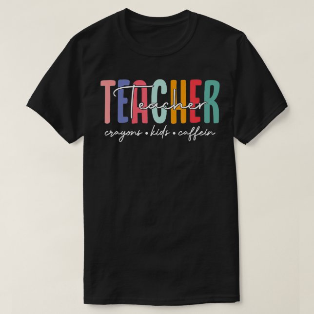 T-shirt Joyeuse Dernière journée des enseignants Crayons E (Design devant)