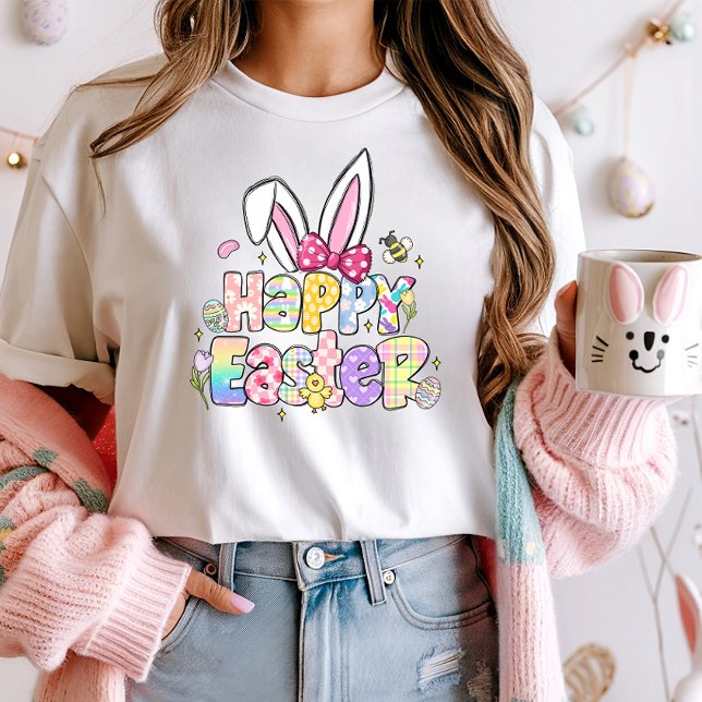 T-shirt Joyeuse Ears Bunny de Pâques, Pastel de Printemps (Créateur téléchargé)