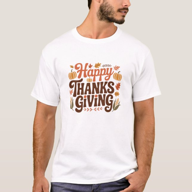 T-shirt Joyeuse fête d'Action de grâce (Devant)