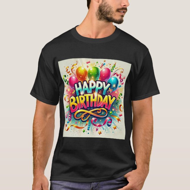 T-shirt Joyeuse fête d'anniversaire de ballon (Devant)