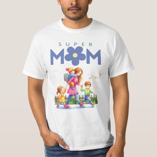 T-shirt Joyeuse fête de la mère - Super maman (Devant)