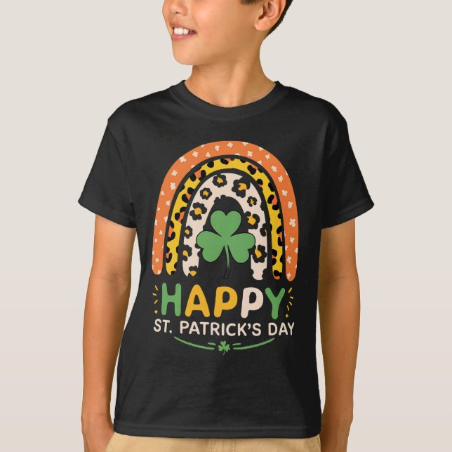 T-shirt Joyeuse Fête de la Saint-Patrick Léopard Arc-en-Ci (Devant)