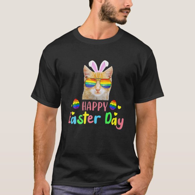 T-shirt Joyeuse fête de Pâques 2022 Chat oeufs LGBT (Devant)