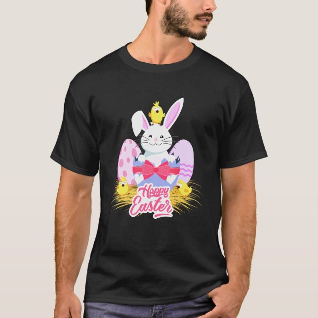 T-shirt Joyeuse fête de Pâques & Lapin et Œuf de Poule (Devant)
