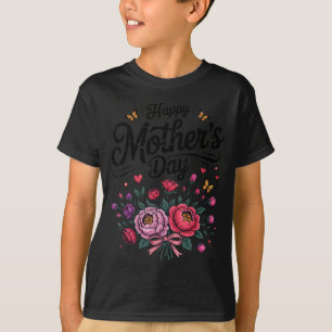 T-shirt Joyeuse fête des mères 2026 bouquet floral vintage