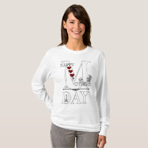 T-shirt Joyeuse Fête des Mères Femmes Basique Long Manches