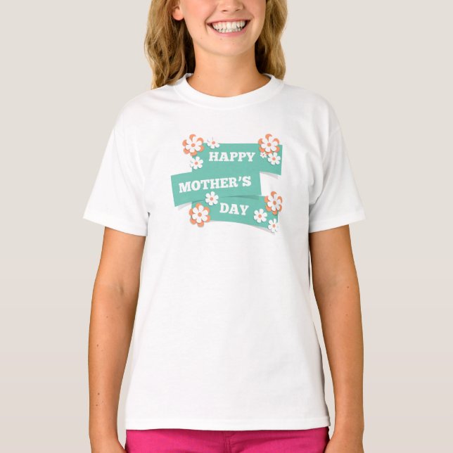 T-shirt Joyeuse Fête des Mères Florale | Chemise (Devant)