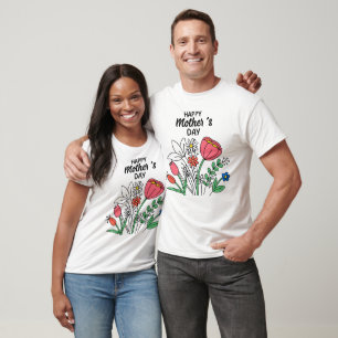 T-shirt Joyeuse Fête des Mères Florale mignonne Fleur de p