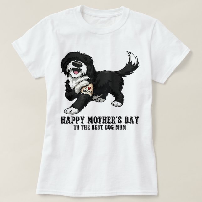 T-shirt Joyeuse Fête des Mères Sheepadoodle Maman Chien  (Design devant)