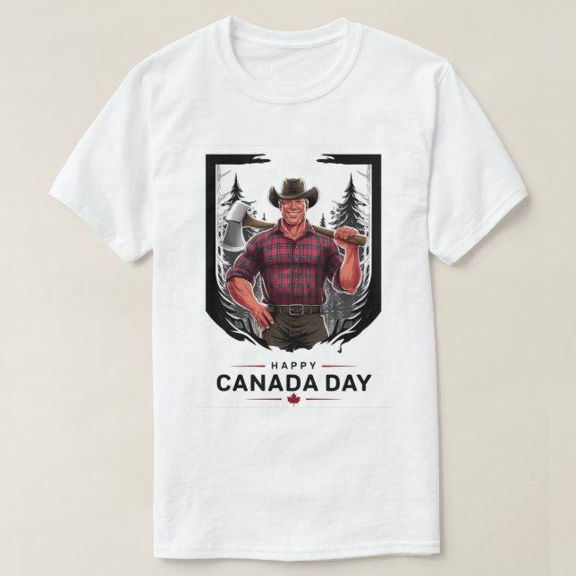 T-shirt Joyeuse Fête du Canada Bûcheron (Design devant)