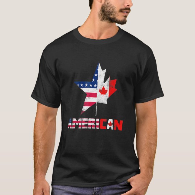 T-shirt Joyeuse fête du Canada Drapeau américain canadien  (Devant)