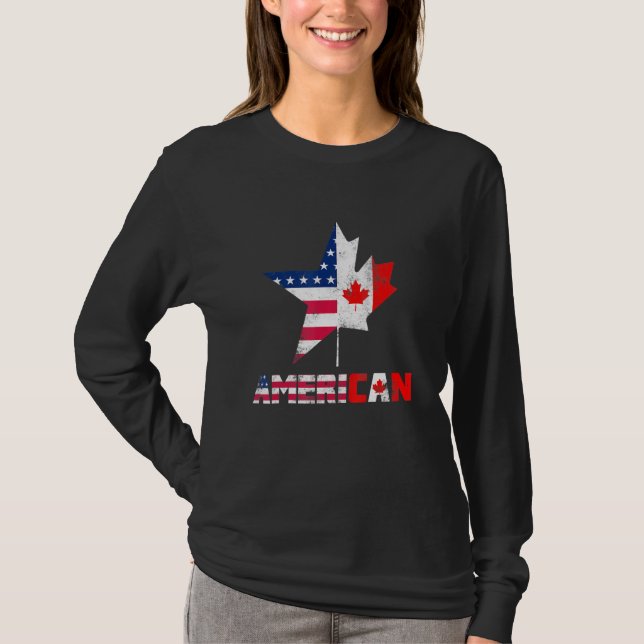 T-shirt Joyeuse fête du Canada Drapeau américain canadien  (Devant)