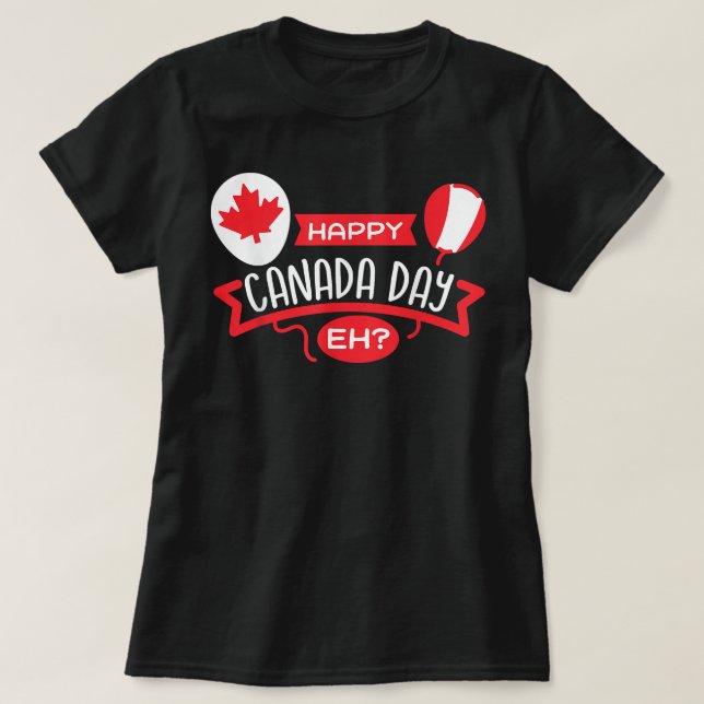 T-shirt Joyeuse fête du Canada EH Funny Maple Leaf drapeau (Design devant)