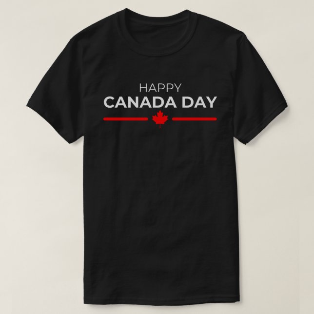 T-shirt Joyeuse Fête du Canada Feuille d'Érable Rouge Blan (Design devant)