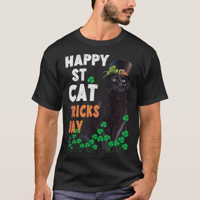 T-shirt Joyeuse Fête du Chat Trick Saint Patrick Chat Noir (Devant)