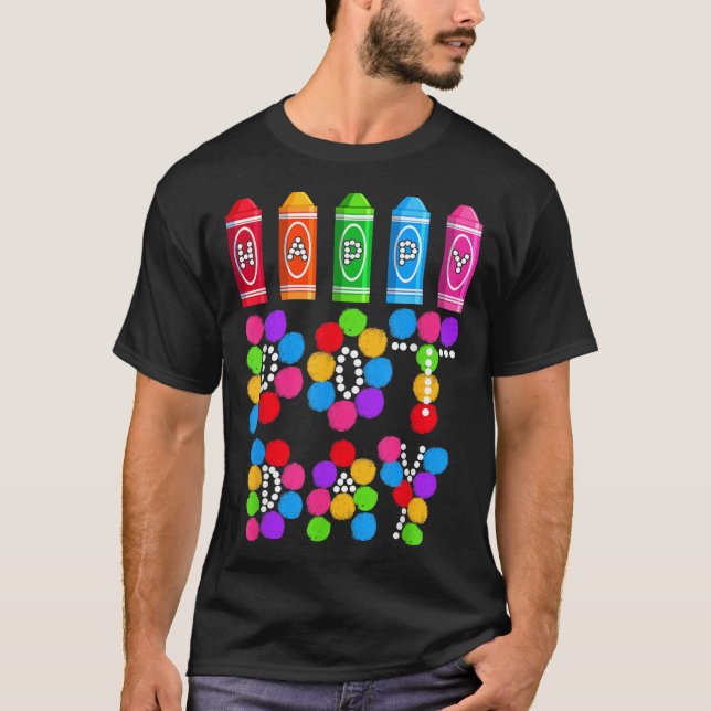T-shirt Joyeuse Fête du Point Heureux Art à Points Élevés  (Devant)