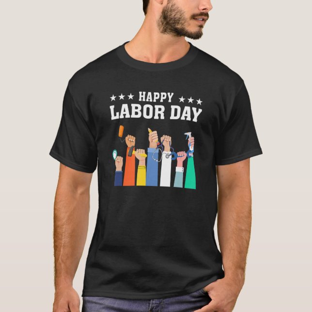 T-shirt Joyeuse Fête du Travail Drapeau Américain Fier Tra (Devant)
