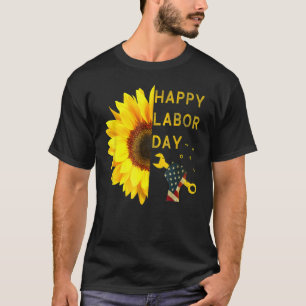 T-shirt Joyeuse Fête du Travail Tournesol drapeau américai
