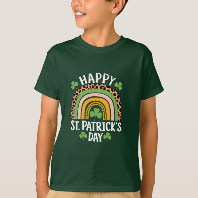T-shirt Joyeuse Fête Saint Patrick Arc-en-ciel Trèfle  (Devant)