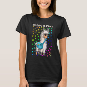 T-shirt Joyeuse fille lama enseignante 100 jours d'école