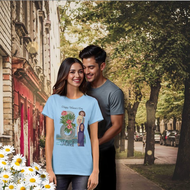 T-shirt Joyeuse Journée des Femmes | 8 mars bleu (Happy Women's Day | March 8th blue T-Shirt)