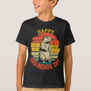 T-shirt Joyeuse journée du marmotte vintage drôle woodchuc